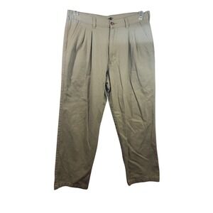 George Men's Pleated Khaki Pants Size 32x30 Barley Beige Casual Trousers‎